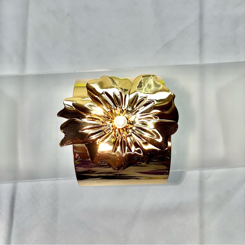 Gold Floral Cuff Bracelet